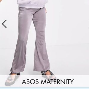ASOS Maternity flared shiny purple over the bump pants, small
